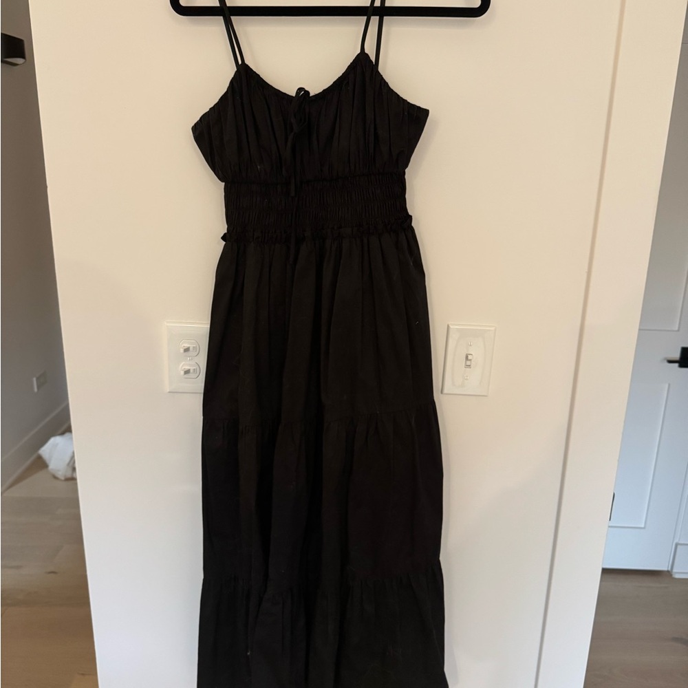 WAYF Tiered Black Maxi Dress